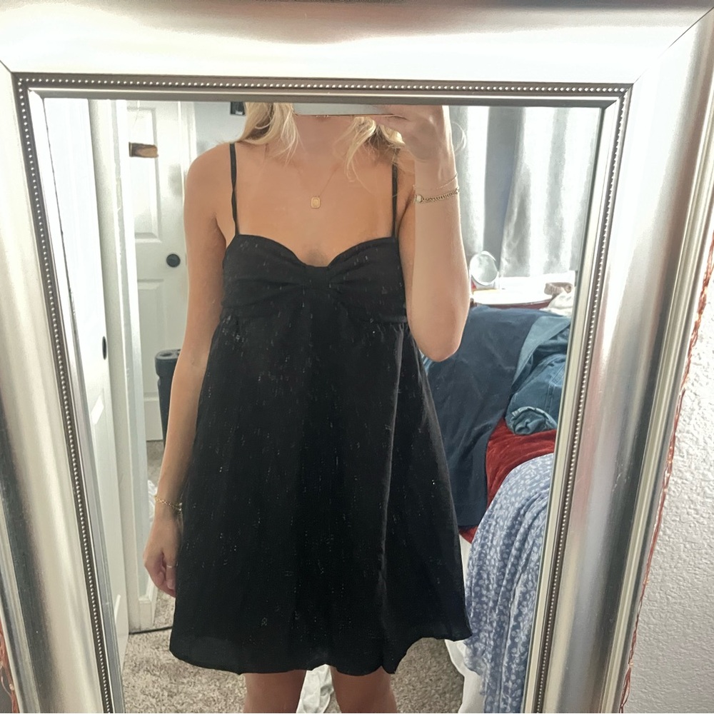 Source Unknown Black Mini Dress with Spaghetti Straps